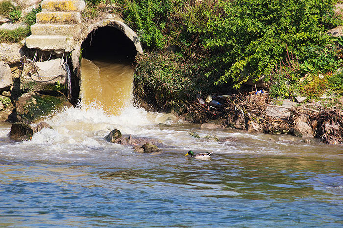 Wastewater discharge into a river